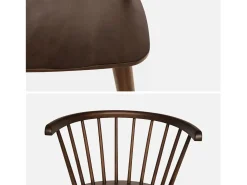 Silla de bar de madera, set de 2 madera oscura