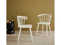 Silla de bar de madera, set de 2 blanco