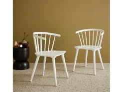 Silla de bar de madera, set de 2 blanco
