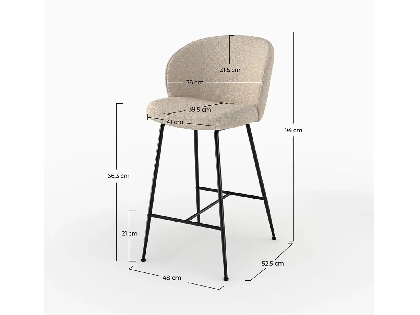 Silla de bar de tela boucle beige 66 cm - Groom