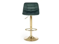 Silla de bar de terciopelo verde con base de metal dorado Explicación