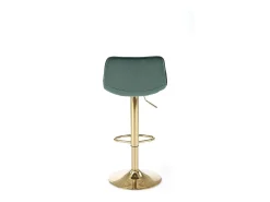 Silla de bar de terciopelo verde con base de metal dorado Explicación