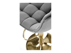 Silla de bar de terciopelo gris con base de metal dorado Explicación