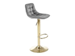Silla de bar de terciopelo gris con base de metal dorado Explicación