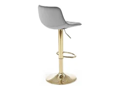 Silla de bar de terciopelo gris con base de metal dorado Explicación