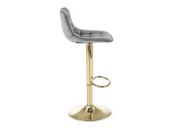 Silla de bar de terciopelo gris con base de metal dorado Explicación