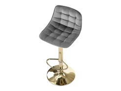 Silla de bar de terciopelo gris con base de metal dorado Explicación