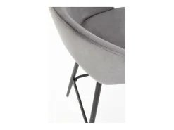 Silla de bar de terciopelo gris con patas de acero negro FIT