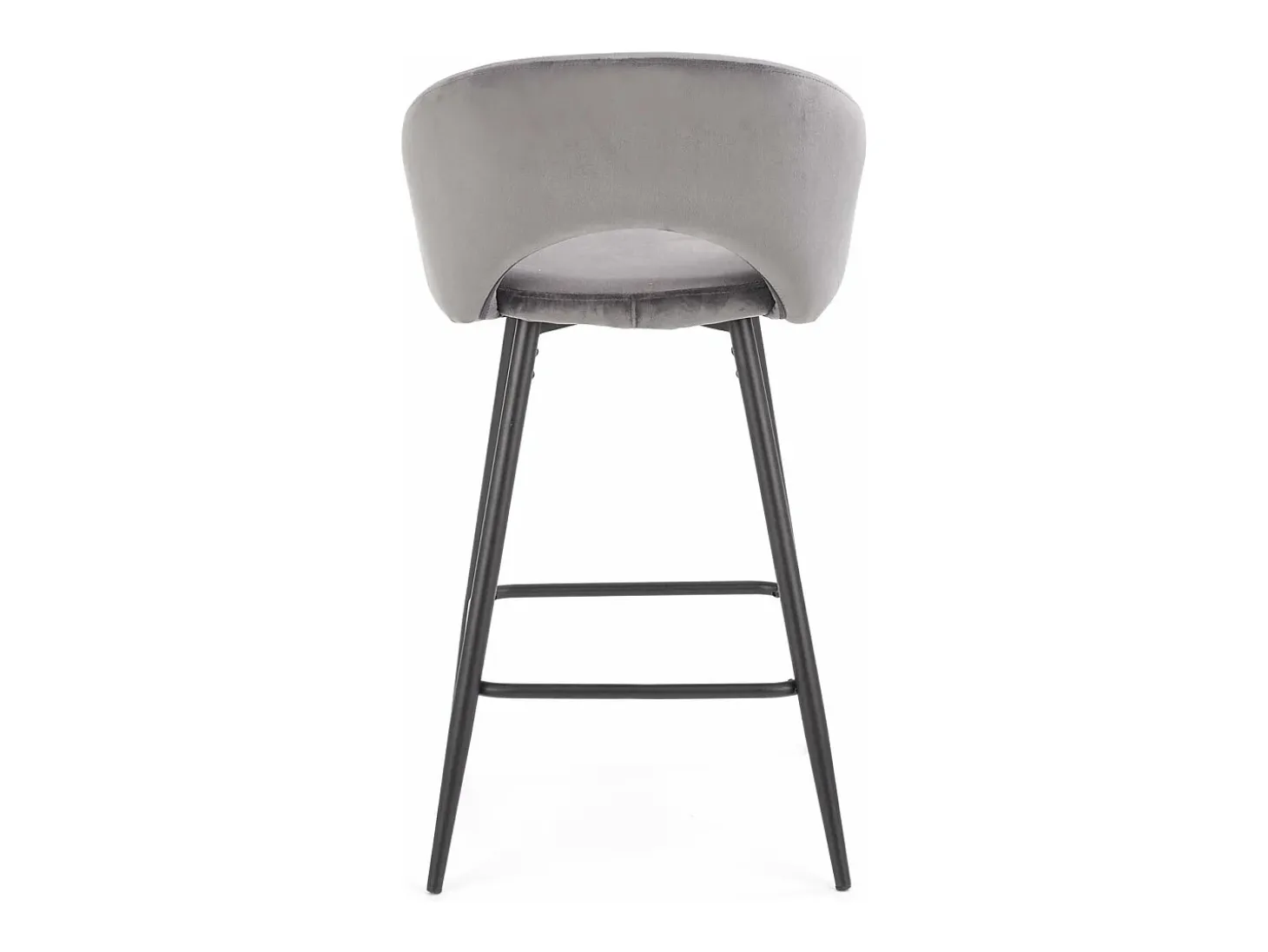 Silla de bar de terciopelo gris con patas de acero negro FIT
