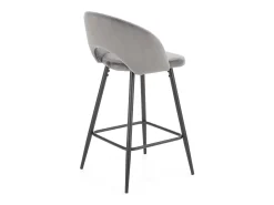 Silla de bar de terciopelo gris con patas de acero negro FIT