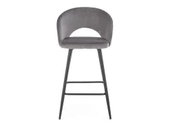 Silla de bar de terciopelo gris con patas de acero negro FIT