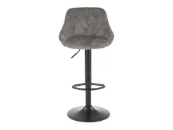 Silla de bar de terciopelo gris con estructura de metal negro BOHORT