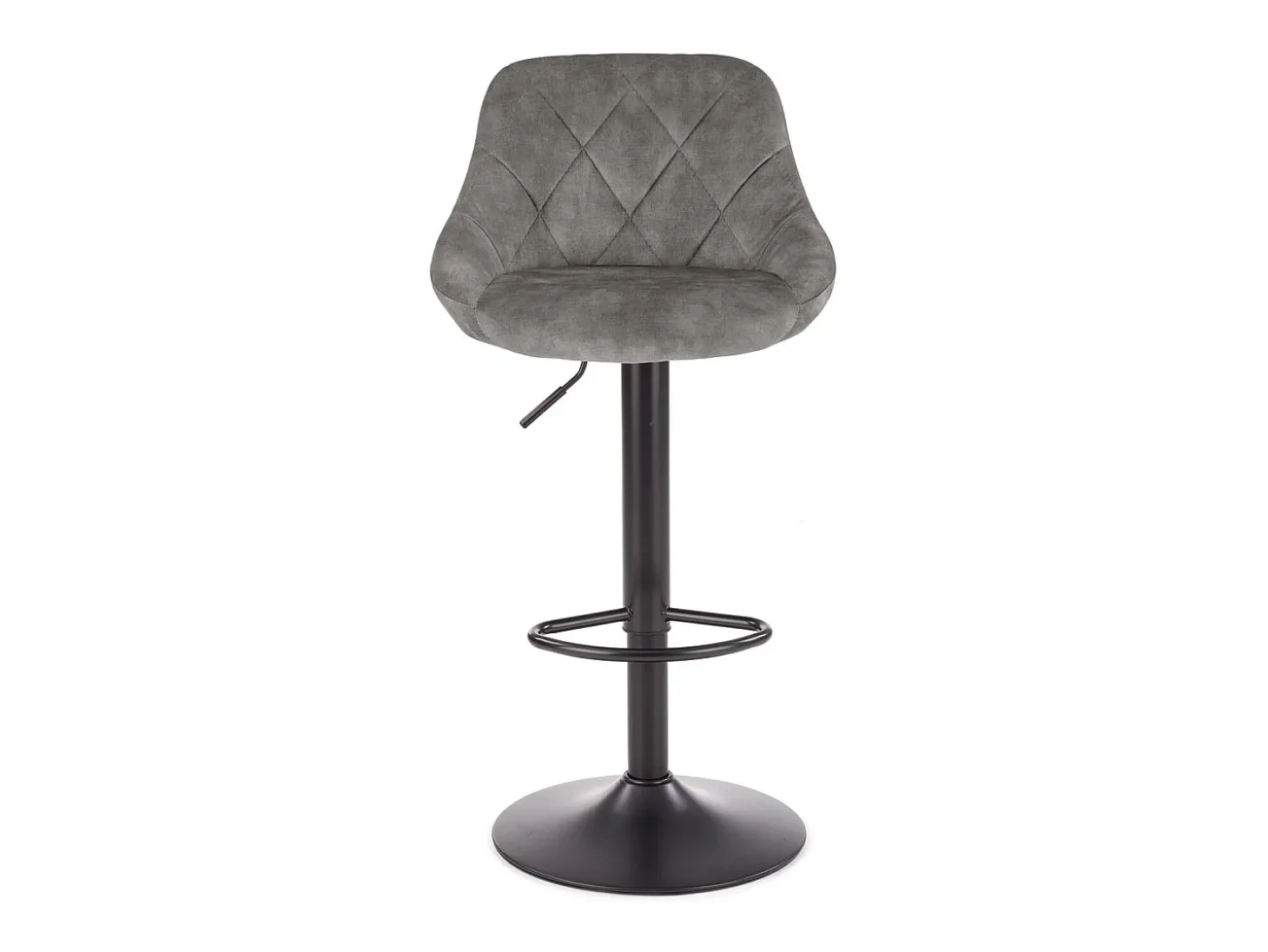 Silla de bar de terciopelo gris con estructura de metal negro BOHORT
