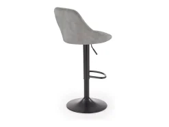 Silla de bar de terciopelo gris con estructura de metal negro BOHORT