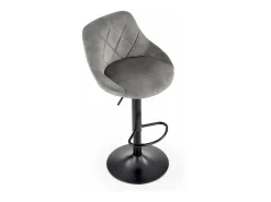 Silla de bar de terciopelo gris con estructura de metal negro BOHORT