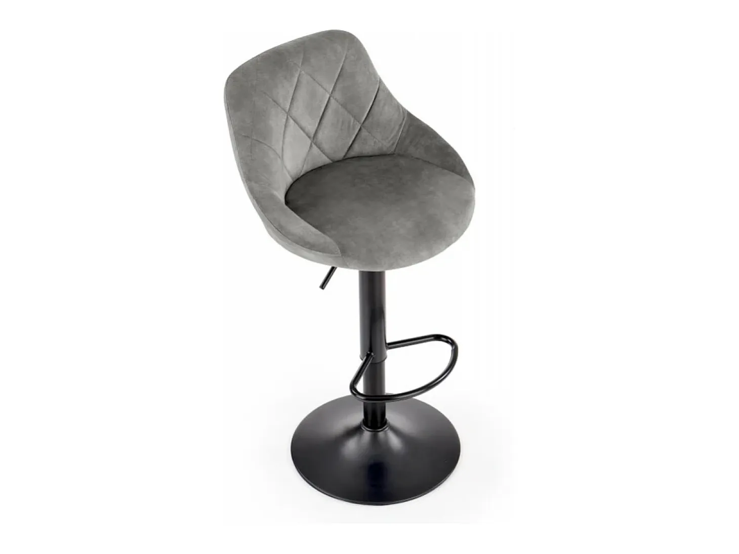 Silla de bar de terciopelo gris con estructura de metal negro BOHORT