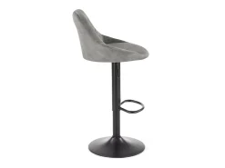 Silla de bar de terciopelo gris con estructura de metal negro BOHORT