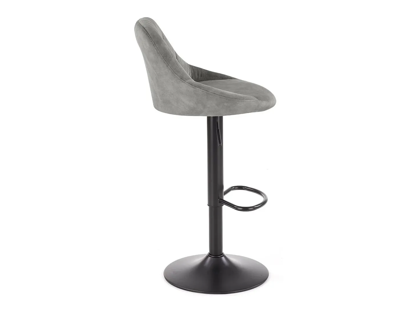 Silla de bar de terciopelo gris con estructura de metal negro BOHORT