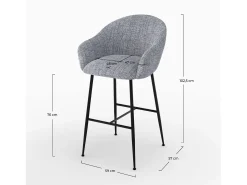 Silla de bar en tejido bouclé gris 76 cm - Socky
