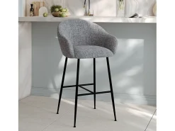 Silla de bar en tejido bouclé gris 76 cm - Socky