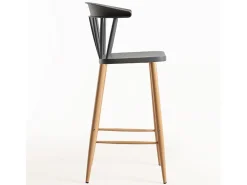 Silla de bar gris con patas de metal efecto natural Kury 77 cm