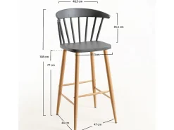 Silla de bar gris con patas de metal efecto natural Kury 77 cm