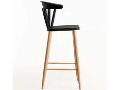 Silla de bar negra con patas de metal efecto natural Kury 77 cm