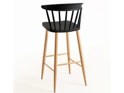Silla de bar negra con patas de metal efecto natural Kury 77 cm