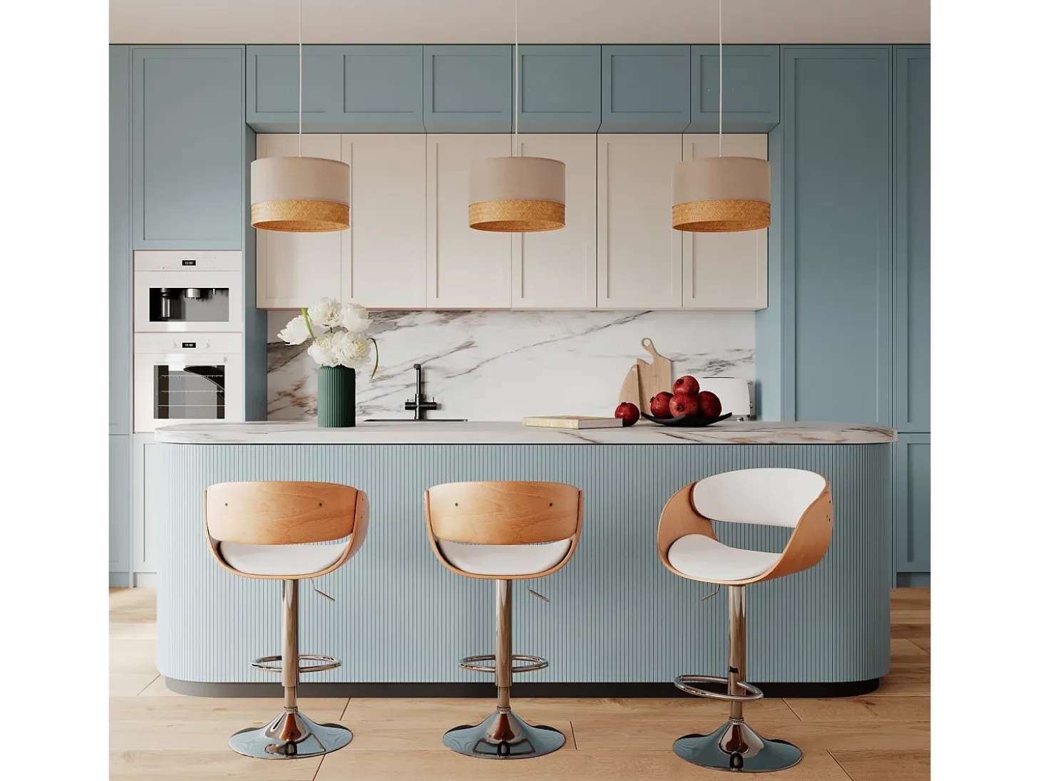 Silla de bar regulable en piel sintética blanca 62,5/83,5 cm - Adelmar
