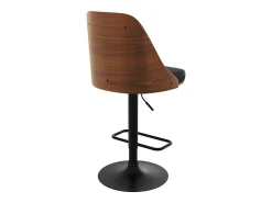 Silla de bar regulable en madera oscura y PU negro 56/77 cm - Georges
