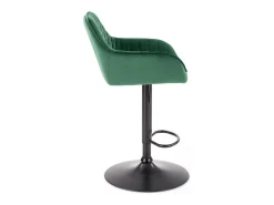 Silla de bar regulable en altura de terciopelo verde con patas de metal EDEN