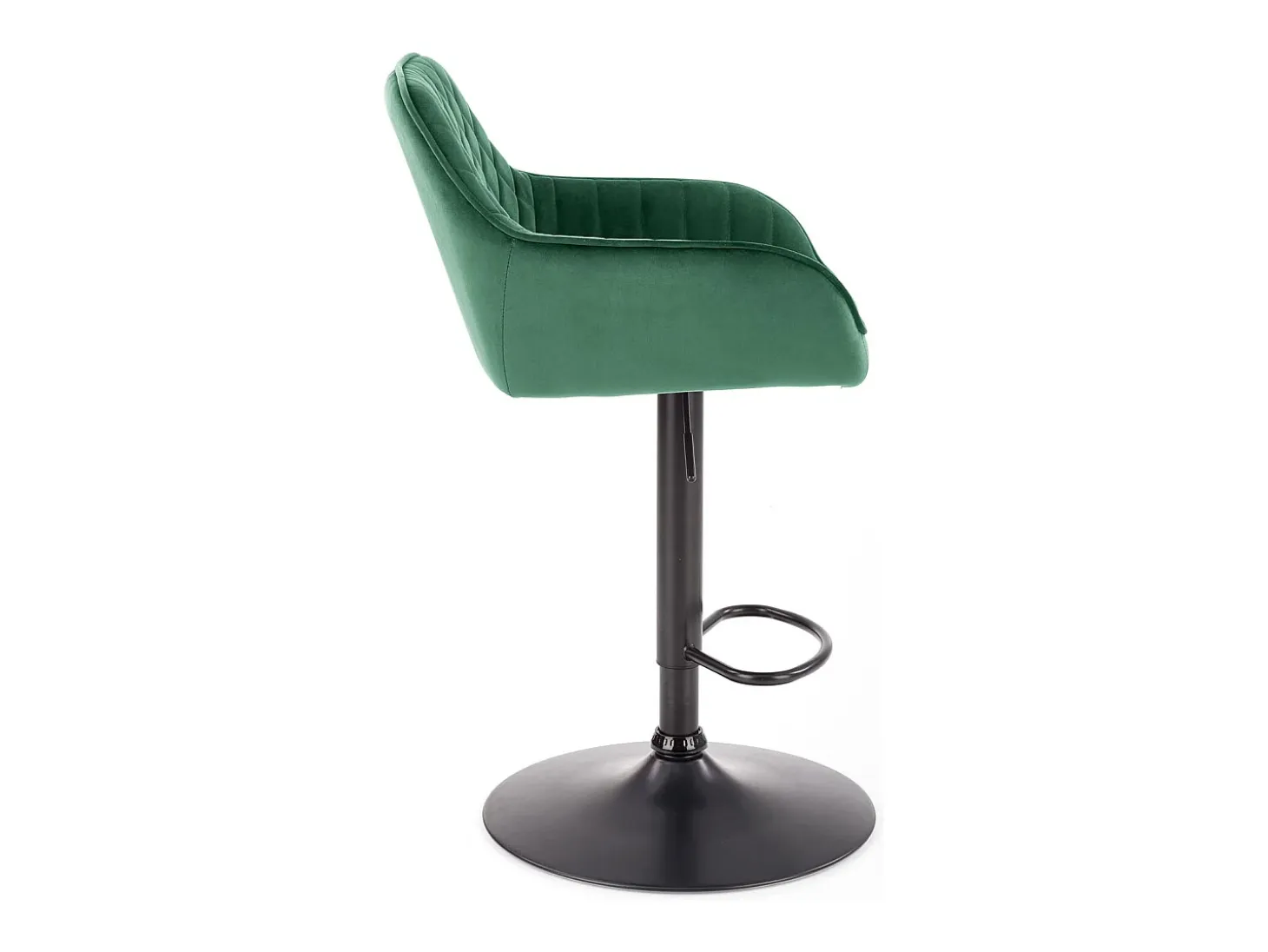 Silla de bar regulable en altura de terciopelo verde con patas de metal EDEN