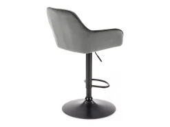 Silla de bar regulable en altura de terciopelo verde con patas de metal EDEN