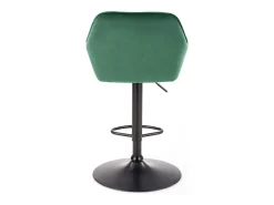 Silla de bar regulable en altura de terciopelo verde con patas de metal EDEN