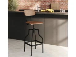 Silla de bar vintage ajustable en altura 66/85 cm de madera - Retro