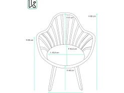 Silla de barrotes escandinava, con reposabrazos, cojín acolchado de cuero sintético, patas de madera de haya clara BOLD+ (blanco gris)