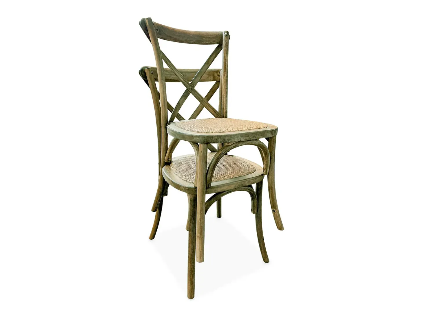 Silla de bistró vintage de madera, set de 4 marrón viejo