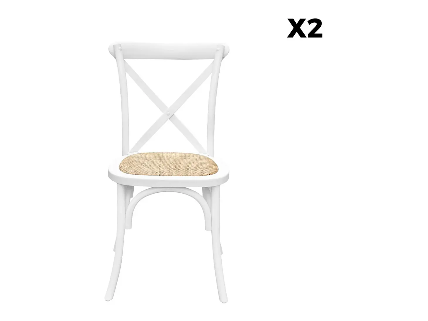 Silla de bistró vintage de madera, set de 2 blanco