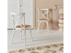 Silla de bistró vintage de madera, set de 2 blanco