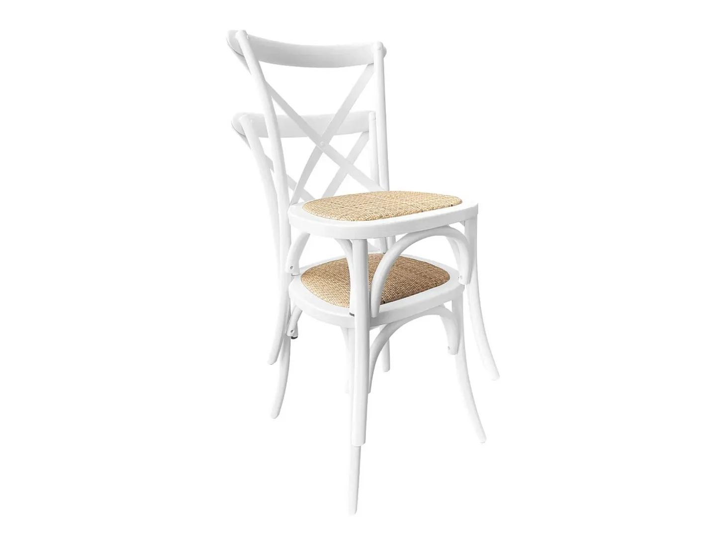 Silla de bistró vintage de madera, set de 2 blanco