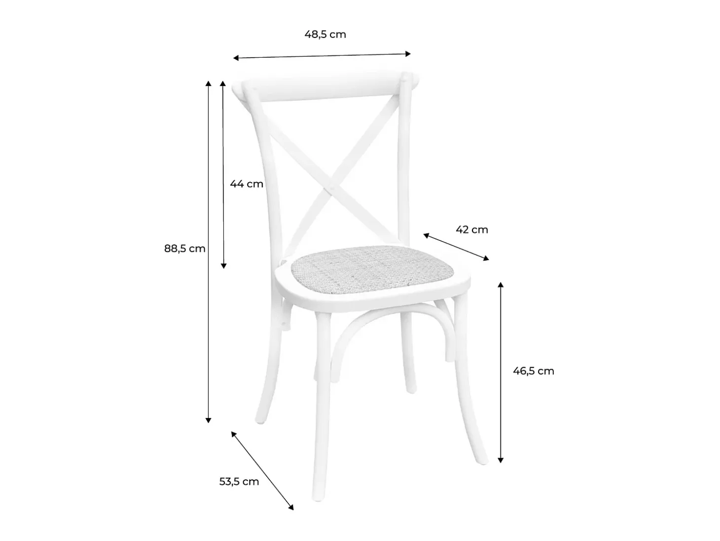 Silla de bistró vintage de madera, set de 2 blanco