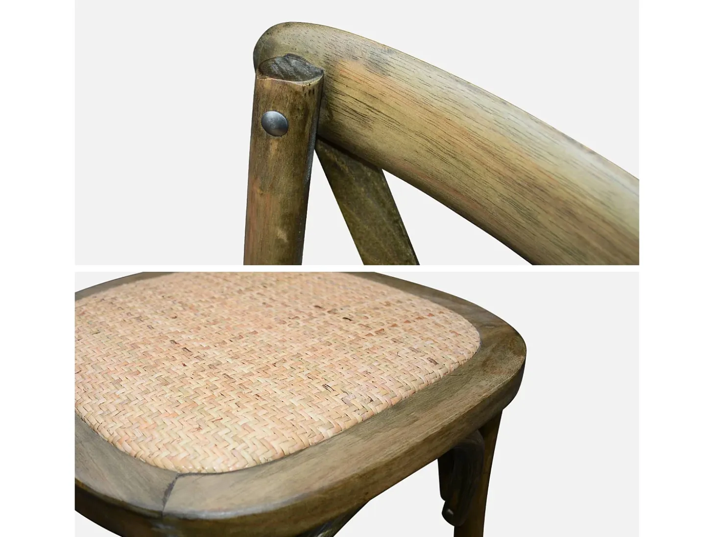 Silla de bistró vintage de madera, set de 2 marrón viejo