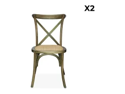 Silla de bistró vintage de madera, set de 2 marrón viejo