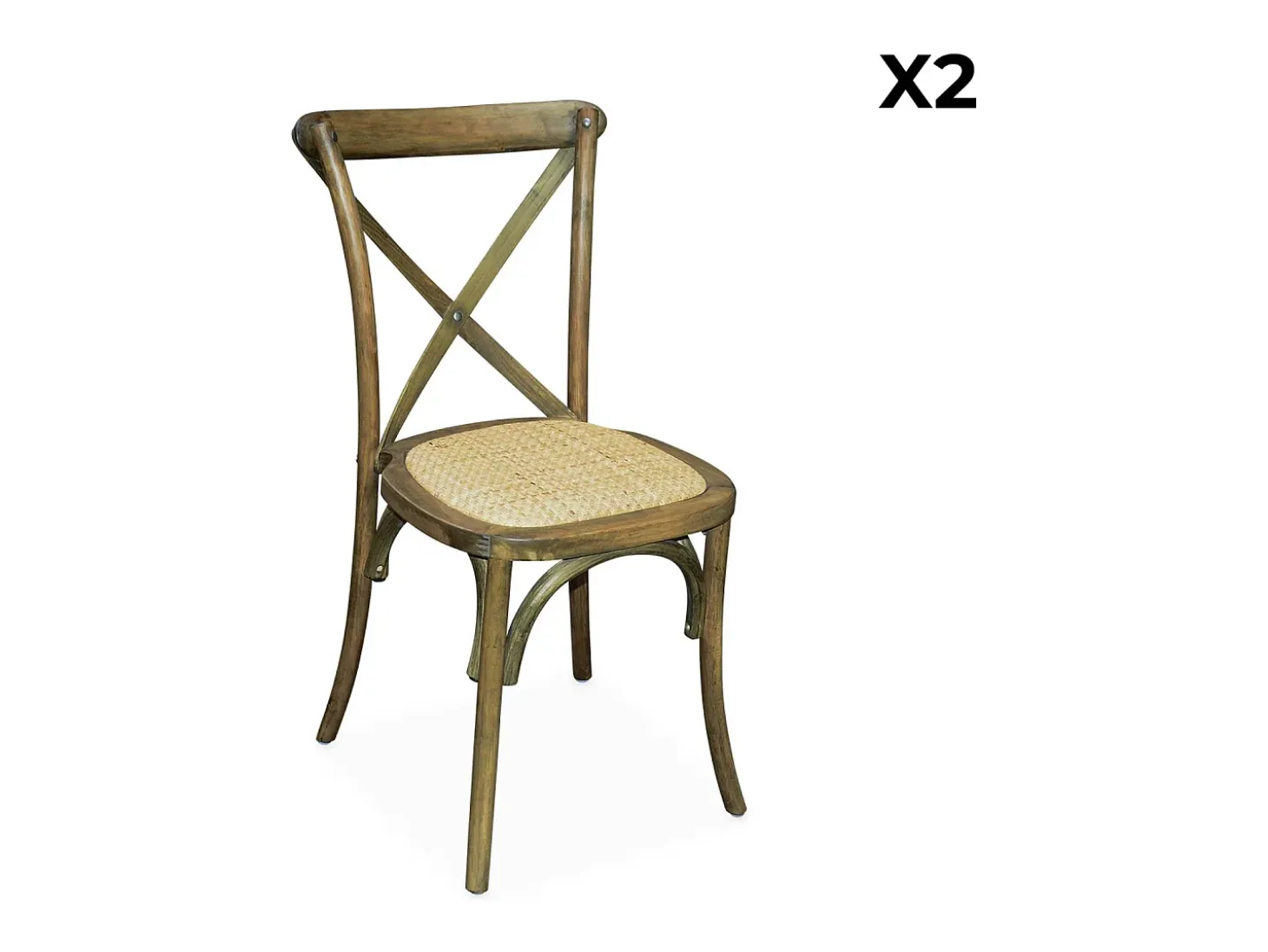 Silla de bistró vintage de madera, set de 2 marrón viejo