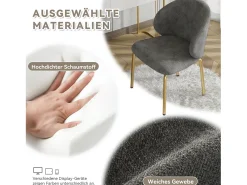 Silla de chenilla gris con patas de metal dorado