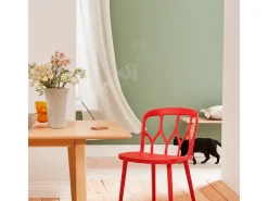 Silla de cocina de diseño moderno y jardín de polipropileno Flow - Rojo