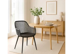 Silla de cocina moderna de diseño en polipropileno con reposabrazos Vetra - Negro