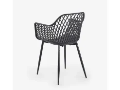 Silla de cocina moderna de diseño en polipropileno con reposabrazos Vetra - Negro