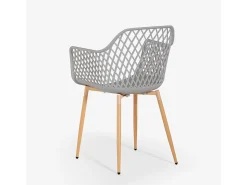 Silla de cocina moderna de diseño en polipropileno con reposabrazos Vetra - Gris