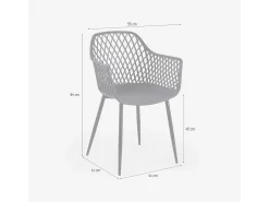 Silla de cocina moderna de diseño en polipropileno con reposabrazos Vetra - Gris